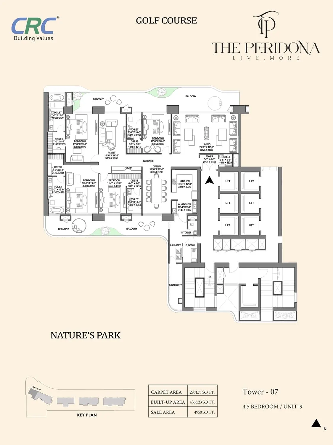 CRC The Peridona floor plan — 4BHK | Tower 7