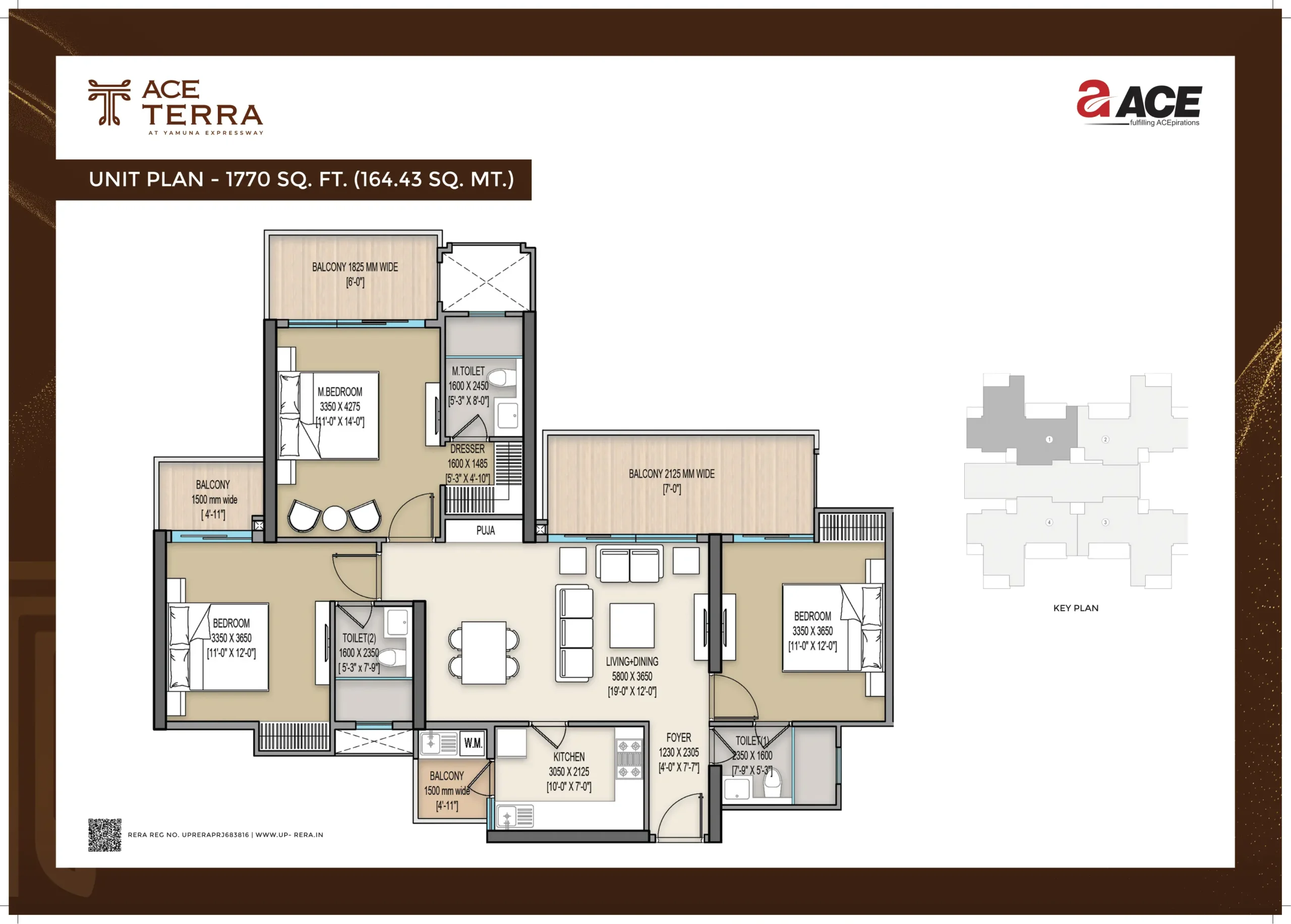 ACE Terra, Sector 22D Yamuna Expressway, 3 BHK floor plan, 1,770 sq ft unit plan